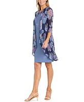 R & M Richards Petite Printed Jacket Necklace Dress Set