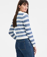 On 34th Women's Cotton Striped Curved-Hem Cardigan, Exclusively at Macy's