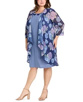 R & M Richards Plus Printed Mesh Jacket Necklace Dress