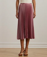 Lauren Ralph Women's Pleated Satin Charmeuse Skirt