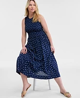 On 34th Women's Woven Printed Smocked Sleeveless Midi Dress, Exclusively at Macy's