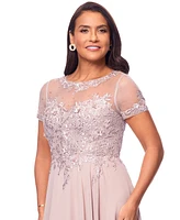 Xscape Petite Embellished Illusion-Bodice Gown