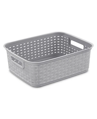 Sterilite Short Weave Wicker Pattern Storage Container Basket, Gray (12 Pack)