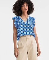 On 34th Women's Textured Sleeveless Ruffle Femme Top, Exclusively at Macy's