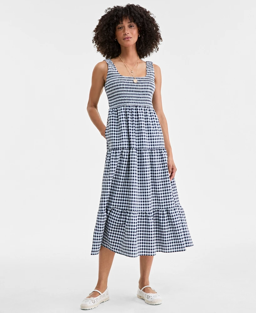 On 34th Women's Woven Printed Tiered Scoop-Neck Tank Midi Dress, Exclusively at Macy's