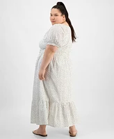 And Now This Plus Size Clip Dot Scoop-Neck Maxi Dress, Exclusively at Macy's