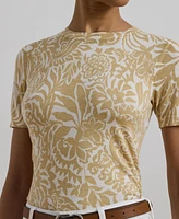 Lauren Ralph Women's Floral Cotton-Blend Short-Sleeve Sweater