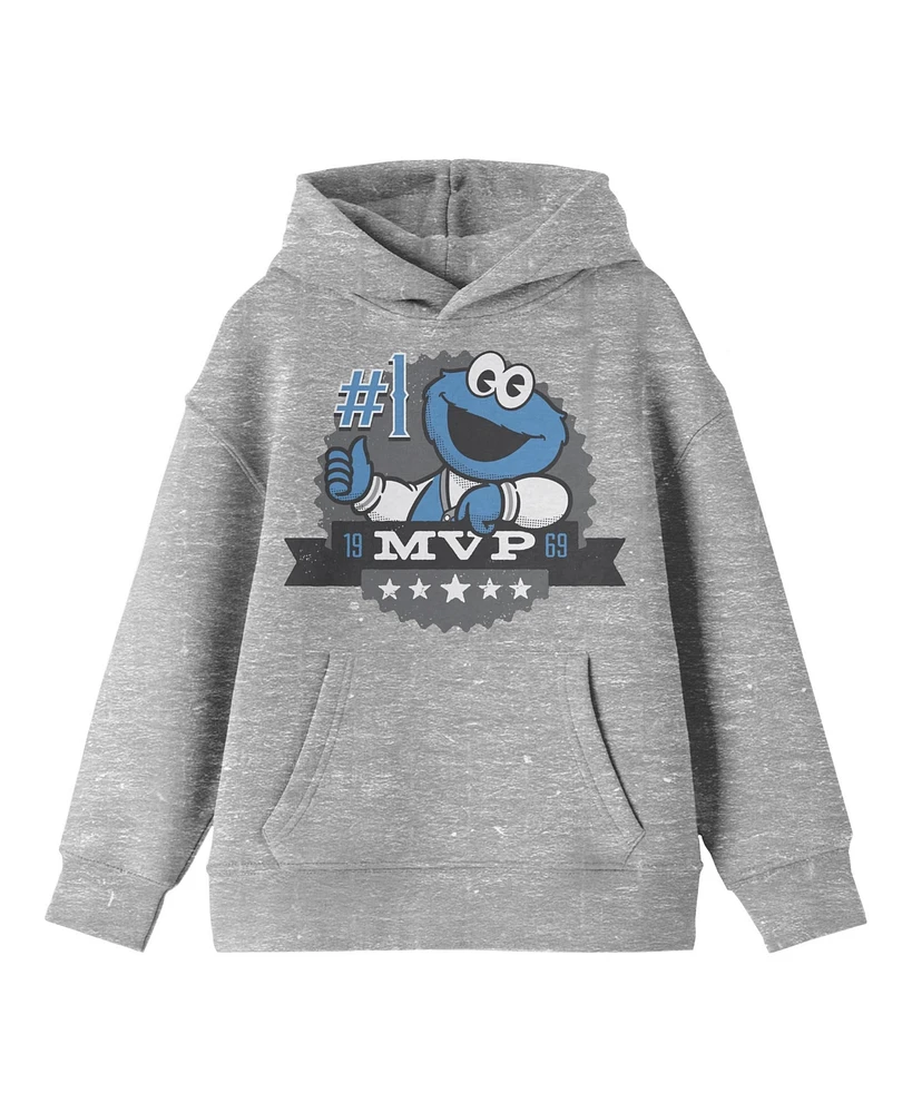 Sesame Street Boys Bioworld Team 1969 Cookie Monster Mvp Youth Heather Gray Hoodie-xl