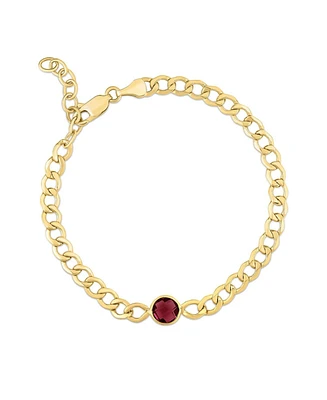 The Lovery Garnet Bezel Curb Bracelet 14K Gold