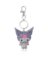 Sanrio Kuromi Crystal Keychain Bag Travel Charm – Sparkling Purple and Silver Rhinestones