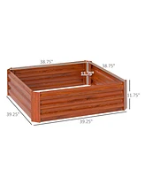 Outsunny Set of 2 Raised Garden Bed Galvanized Planter Box,