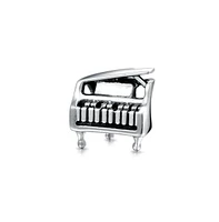 Bling Jewelry Grand Piano Charm Bead for Musicians in Oxidized Sterling Silver Fits Bracelets