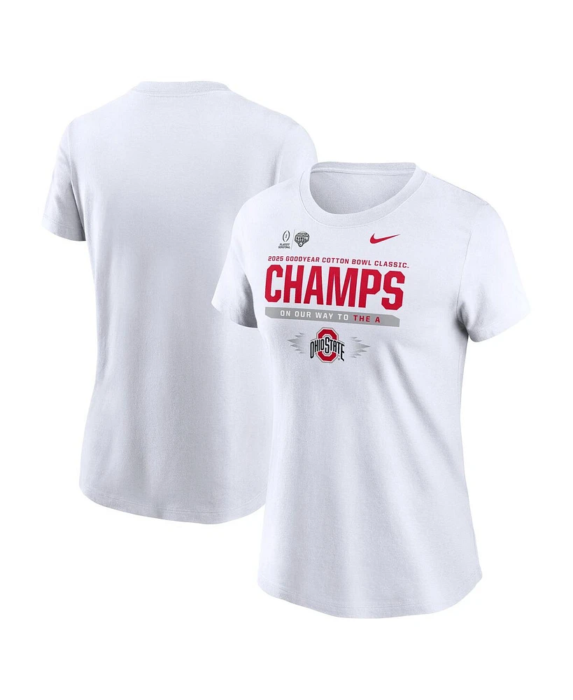 Nike Women's White Ohio State Buckeyes College Football Playoff 2025 Cotton Bowl Champions Locker Room T-Shirt