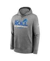 Nike Men's Heather Gray Detroit Lions 2024 Nfc North Division Champions Locker Room Trophy Collection Pullover Hoodie