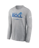 Nike Men's Heather Gray Detroit Lions 2024 Nfc North Division Champions Locker Room Trophy Collection Long Sleeve T-Shirt