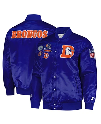 Starter Men's Royal Denver Broncos Exclusive Satin Full-Snap Varsity Jacket