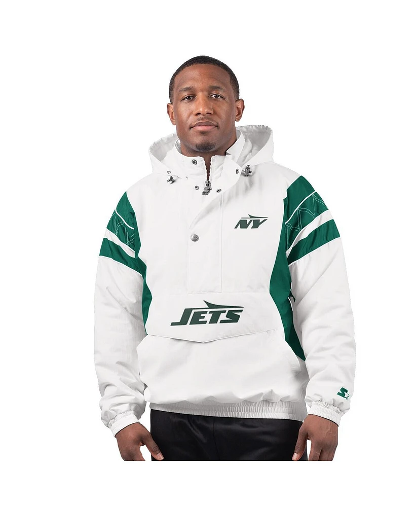 Starter Men's White New York Jets Gotham City Half-Zip Hoodie Jacket