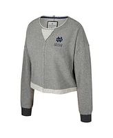 Colosseum Women's Charcoal Notre Dame Fighting Irish Magnum Scoop Neck Cropped Pullover Sweatshirt