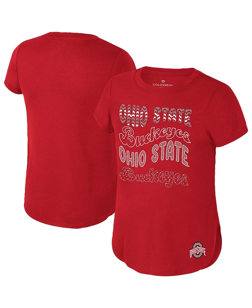 Colosseum Big Boys and Girls Scarlet Ohio State Buckeyes Rogan T-Shirt