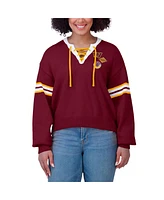 Wear by Erin Andrews Women's Burgundy Washington Commanders Lace-Up Pullover Sweatshirt