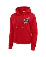 Wear by Erin Andrews Women's Red Detroit Wings Waffle-Knit Pullover Hoodie