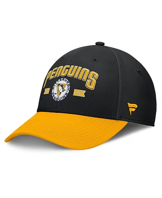 Fanatics Men's Black/Gold Pittsburgh Penguins Heritage Captain Flex Hat