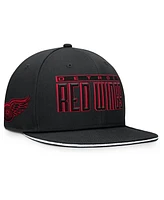 Fanatics Men's Black Detroit Red Wings Fundamental Gino Stack Snapback Hat