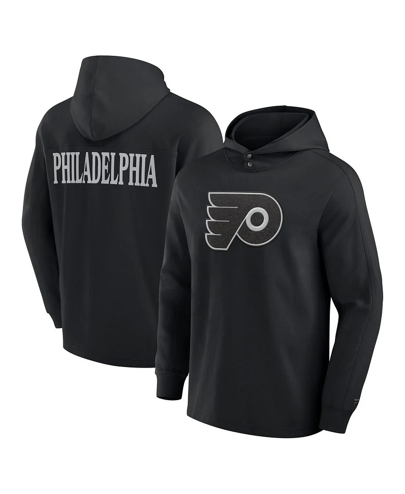 Fanatics Men's Black Philadelphia Flyers Elements Blaze Tri-Blend Long Sleeve Hoodie T-Shirt