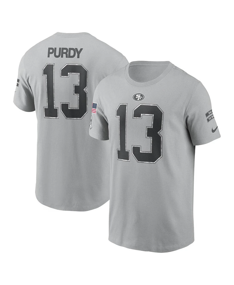 Nike Men's Brock Purdy Gray San Francisco 49ers 2024 Salute To Service Name Number T-Shirt