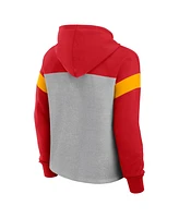 Fanatics Women's Heather Gray/Red Kansas City Chiefs Bold Play Call Pullover Hoodie