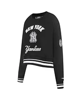 Pro Standard Women's Black New York Yankees Cultivated Pearl Cropped Pullover Sweatshirt