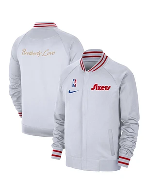 Nike Men's White Philadelphia 76ers 2024/25 City Edition Authentic Showtime Performance Full-Zip Jacket