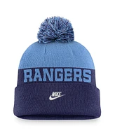 Nike Men's Royal Texas Rangers Rewind Peak Cuffed Knit Hat with Pom