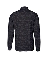 Cutter & Buck Men's Black Detroit Lions Traverse Camo Print Stretch Quarter-Zip Top