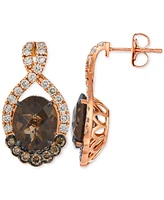 Le Vian Chocolate Quartz (4-1/2 ct. t.w.), Nude Diamond (5/8 ct. t.w.) & Chocolate Diamond (1/3 ct. t.w.) Earrings in 14k Rose Gold