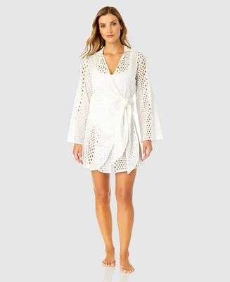 Ibiza Anne Cole Women's Long Sleeve Open Tie Cover-Up Dress