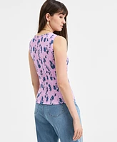 On 34th Women's Knit Floral Smocked Square-Neck Tank Top, Exclusively at Macy's