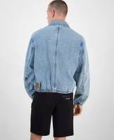 A|X Armani Exchange Men's Full-Zip Denim Bomber Jacket