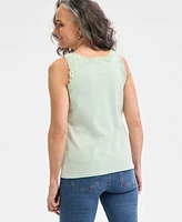 Style & Co Women's Lace-Trim Cotton Tank Top, Created for Macy's