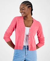 Charter Club Women's V-Neck Button-Front Linen-Blend Cardigan, Exclusively at Macy's