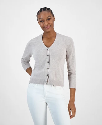 Charter Club Women's V-Neck Button-Front Linen-Blend Cardigan, Exclusively at Macy's