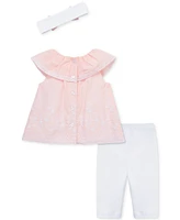 Little Me Baby Girls 3-Pc. Eyelet Top, Leggings & Headband Set