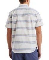 Nautica Men's Short Sleeve Button-Down Striped Oxford Shirt