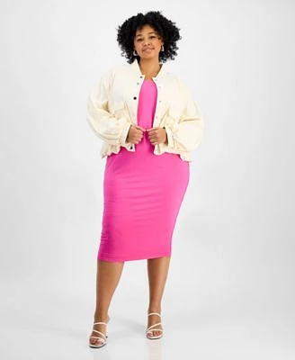 Bar Iii Trendy Plus Size Cargo Jacket Bodycon Dress Exclusively At Macys