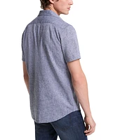 Michael Kors Men's Classic Fit Short Sleeve Button-Front Dobby Dot Pattern Shirt