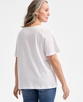 Style & Co Women's Short-Sleeve Embroidered Top, Exclusively at Macy's
