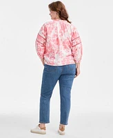 Style Co Plus Size Printed Top High Rise Straight Leg Jeans Exclusively At Macys