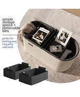 Ovel Boucle Ottoman Storage Bench-Modern Foot Stool