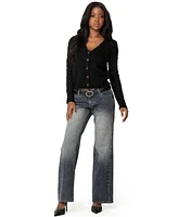 Edikted Womens Alysse Low Rise Washed Jeans
