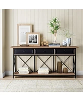 Tribesigns 70.8" Console Table with 3 Drawers, Farmhouse Entryway Storage Shelf, Narrow Long Sofa Foyer for Entryway, Hallway